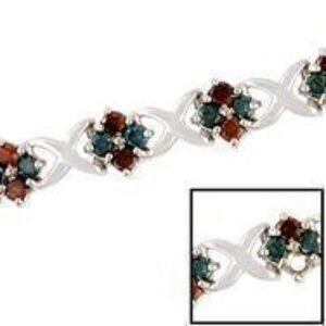 Scratch&Dent – 10Kt White Gold 3-Carat Red/Blue Diamond X-Link Bracelet – 7.29g